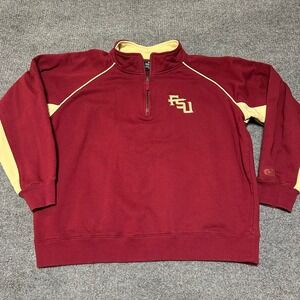 Colosseum FSU Florida State Seminoles Quarter Zip Sweatshirt Mens XL Garnet Gold